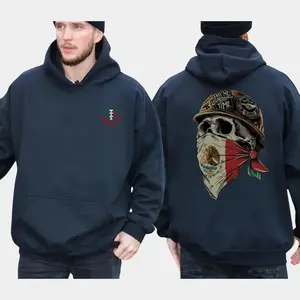 Dirty Hands Clean Money Skull Mexican Flag Face Mask Hoodie, Blue Collar Men's Graphics Hoodie, Mexican Dad Gifts, Working Hoodie For Men, Men's Gifts, Casual Menswear