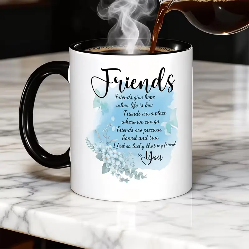 11oz Sturdy Lightweight Ceramic Printed Mug - Motivational Quotes Cup for Best Friends, Ideal for Birthday Gifts, Cafes & Offices