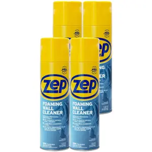 ZEP 18 oz. Foaming Wall Cleaner (4 PACK) , Removes Scuffs Stains & Fingerprints from Painted Walls, Thick Clinging Foam No Scrubbing No Rinsing Required, Safe for Woodwork Tile Vinyl & Wall Coverings, Leaves No Residue