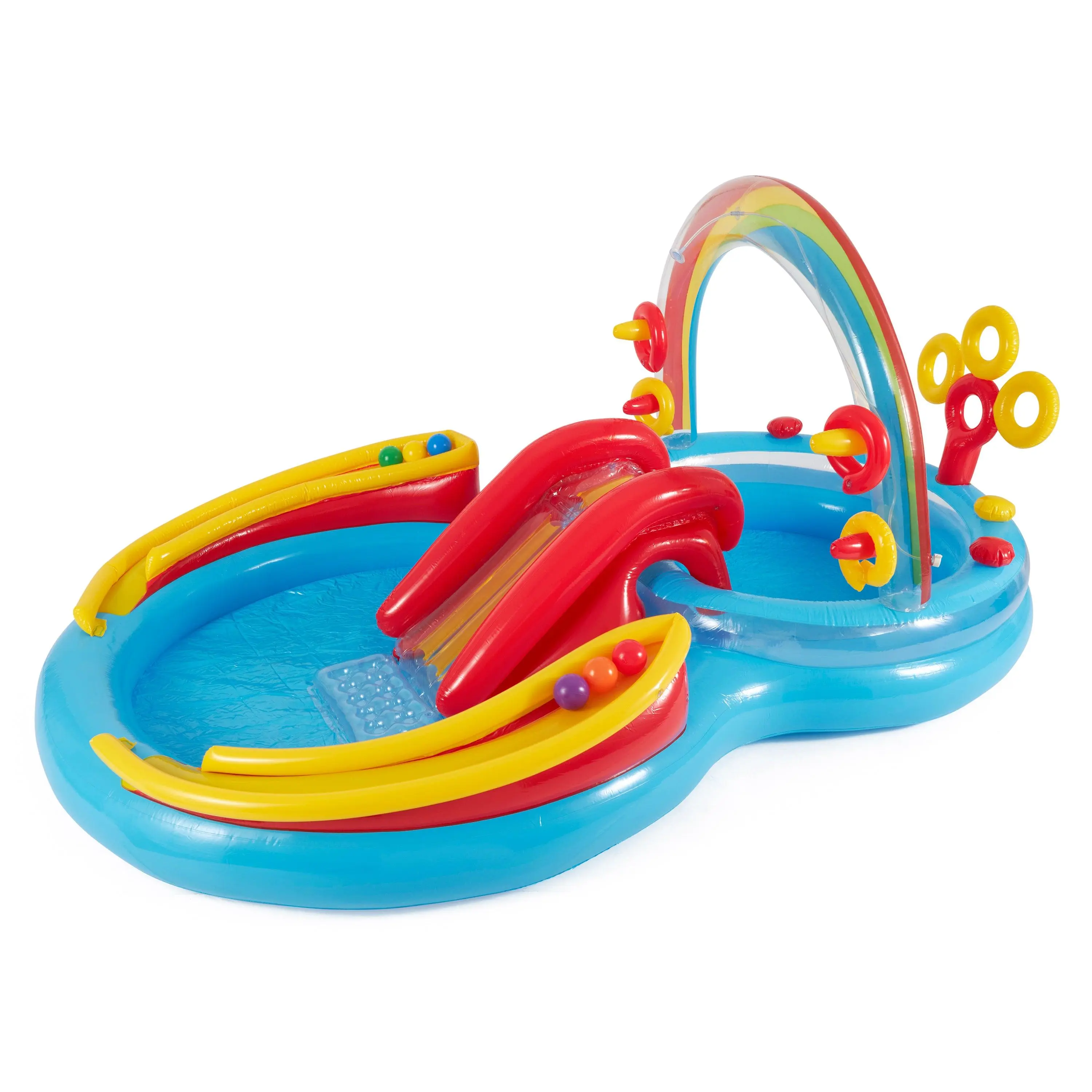 Intex 9.75 x 6.3 Foot Rainbow Slide Inflatable Pool and Water Slide Ring Center Intex 9.75 x 6.3 Foot Rainbow Slide Inflatable Pool and Water Slide Ring Center