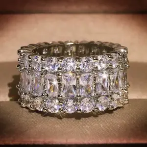 Iced Out CZ Comfort Triple Row Infinity Band Ring