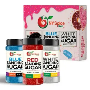 NY Spice Shop Red, White, and Blue Frosting, Icing & Decorations Sanded Sugar - Ideal for Decorating Cupcakes and Pastries Baking Bake