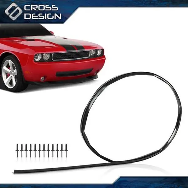 CROSSDESIGN Plastic Hood Rubber Bumper Seal with 12x Rivets, Lightweight Direct Replacement Car Accessory, Long Service Life, Prevents Engine Wear, Reduces Water Mist, Compatible with Dodge Challenger 2008-2022