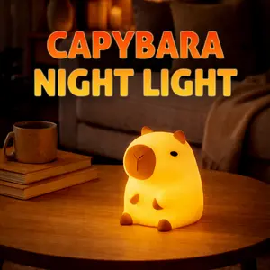 Capybara Night Light Cute Animal Silicone Nursery Rechargeable Table Lamp with Touch Sensor for Bedrooms Living Room Squish Capybara Stuff Gifts