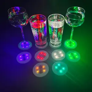 MICRENCY Luminous Silicone Coasters 40-Pack for Wine Glasses & Bar Atmosphere Decoration LED Tableware for Parties & Holidays
