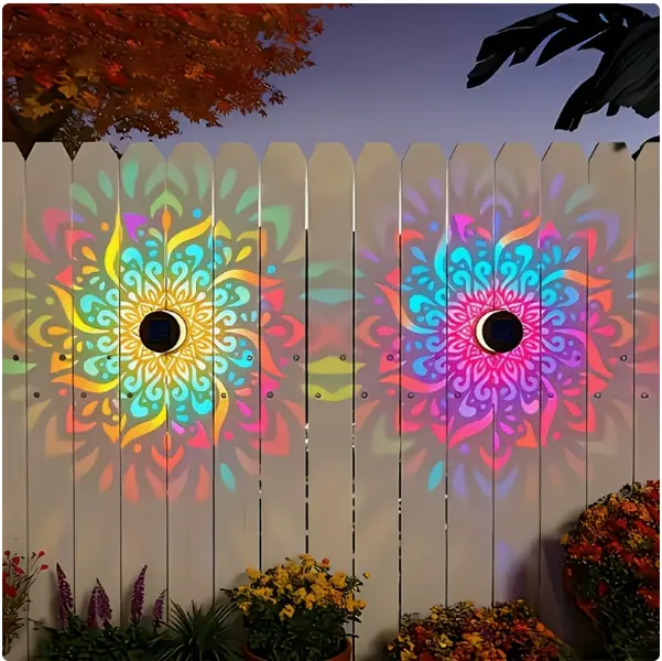 summerwins Solar Mandala Iron Wall Light - Outdoor Waterproof Lights, Wall-Mounted Solar Decorative Lamps for Villa Garden Ambient Lighting