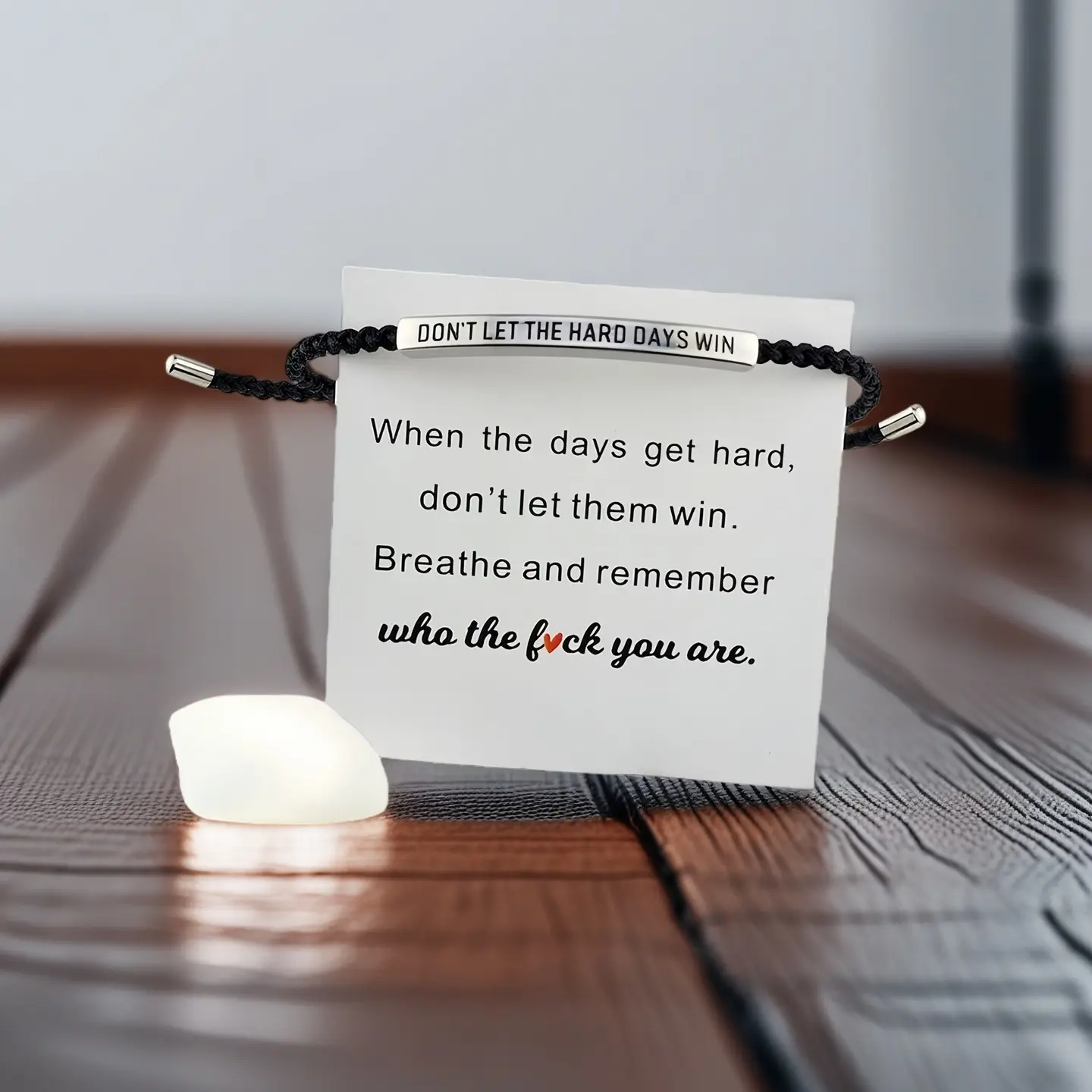 Don't Let The Hard Days Win Inspirational Bracelet Stainless Steel 18K Gold Plated Braided Design Adjustable up to 10 Inches Motivational Jewelry