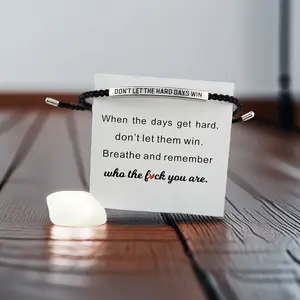 Don't Let The Hard Days Win Inspirational Bracelet Stainless Steel 18K Gold Plated Braided Design Adjustable up to 10 Inches Motivational Jewelry