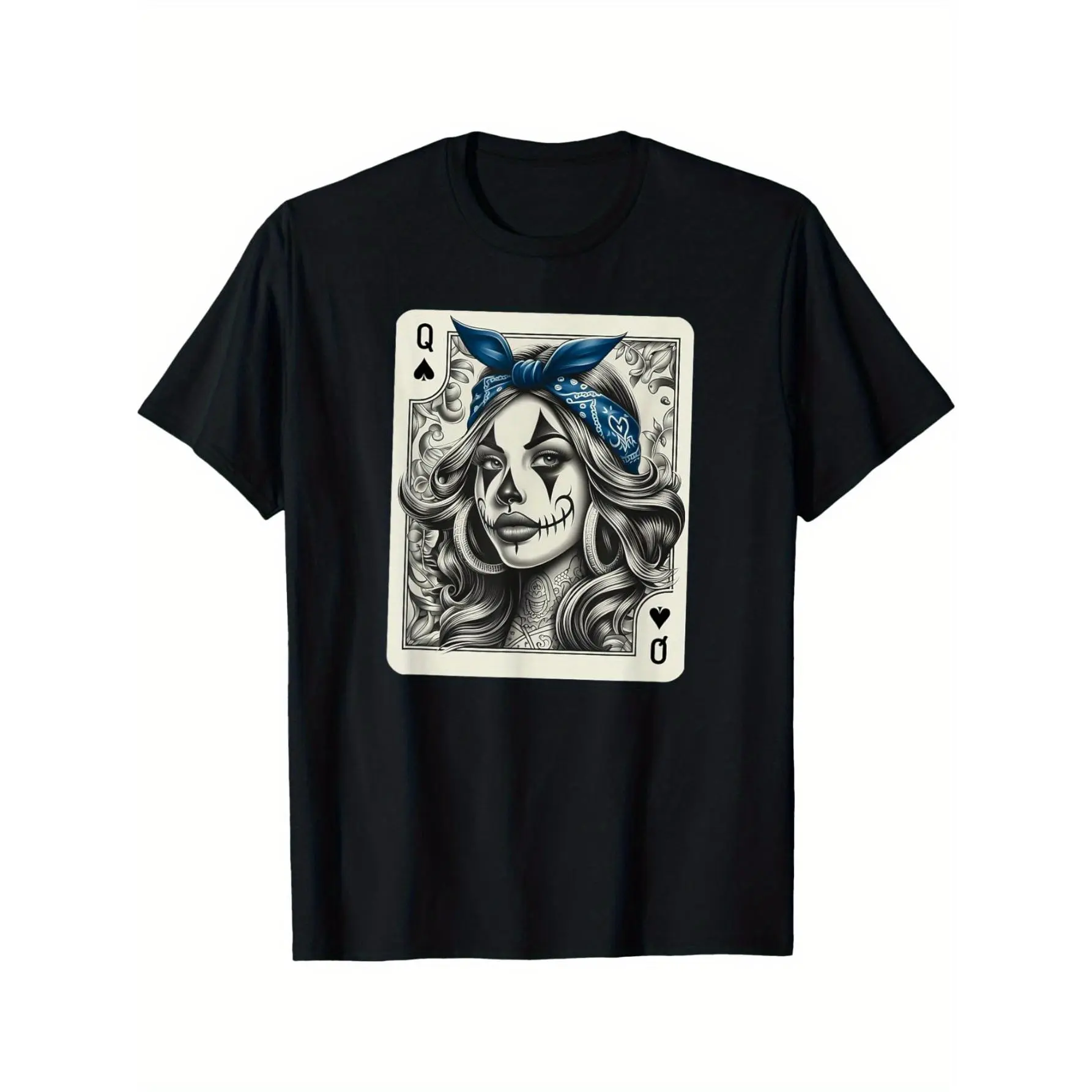 Men's Casual T-Shirt with Chicano Clown Art Graphic Print - Soft Round Neck Relaxed Fit Menswear for Plus Size