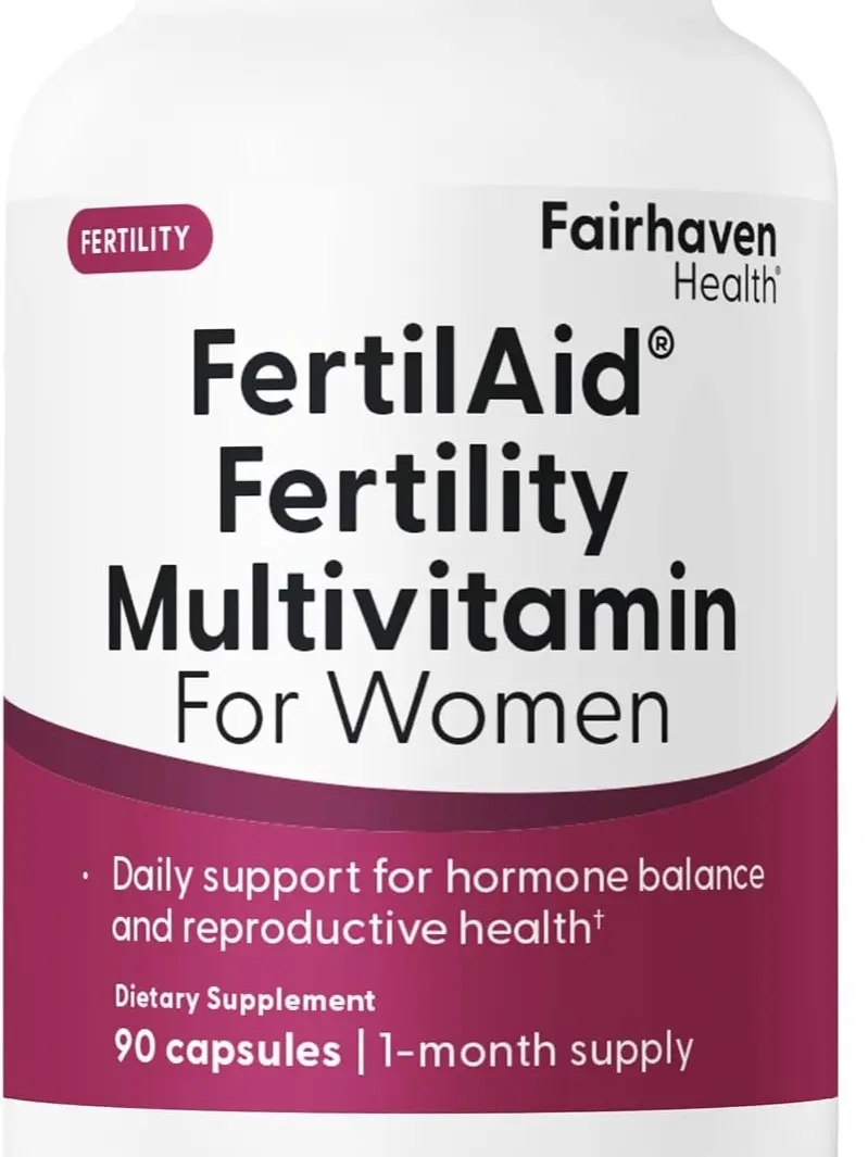 Fairhaven Health FertilAid for Women's Capsules, 90 Count - Prenatal Vitamin & Fertility Supplement with Hormone Balance, Bioactive Folates for Cycle Regularity, Ovulation, Prenatal Aid