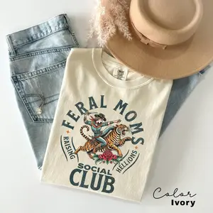 Victoria Maxwell, Womenswear Comfort Color Tee, Feral Moms Social Club Shirt, Vintage Graphic Tee, Feral Mom Gift, Somebody's Feral Wife, Mom Life Tshirt, Trendy Mom Apparel, Mother's Day Gift