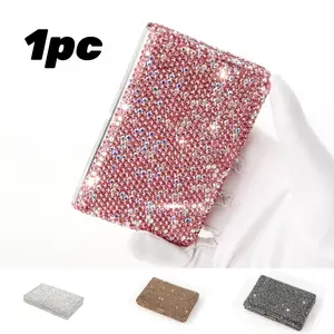 Rhinestone Decorated Card Case, Card Slot, 1 Count Business Card Holder, Driver's License Cover & Bank Card Storage Box, Desk Organizer for Home & Office