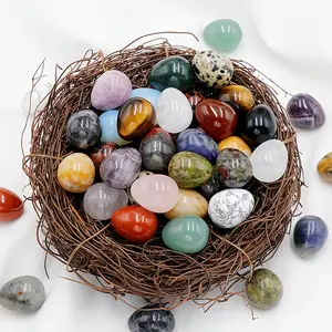 10/20/30 PCS Egg-Shaped Natural Crystal Stones - Polished Gemstone Eggs, for Jewelry - Perfect Easter Decorations (Mixed Colors), Easter Ornaments, Desk Decorations, Enhances Atmosphere