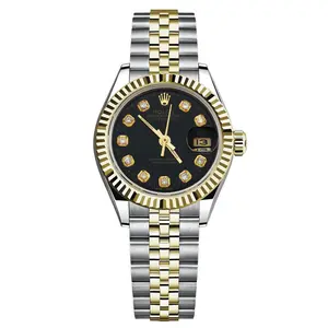 Rolex Datejust 69173 Two-Tone 26mm Fluted Bezel Custom Black Diamond Dial WHP040601