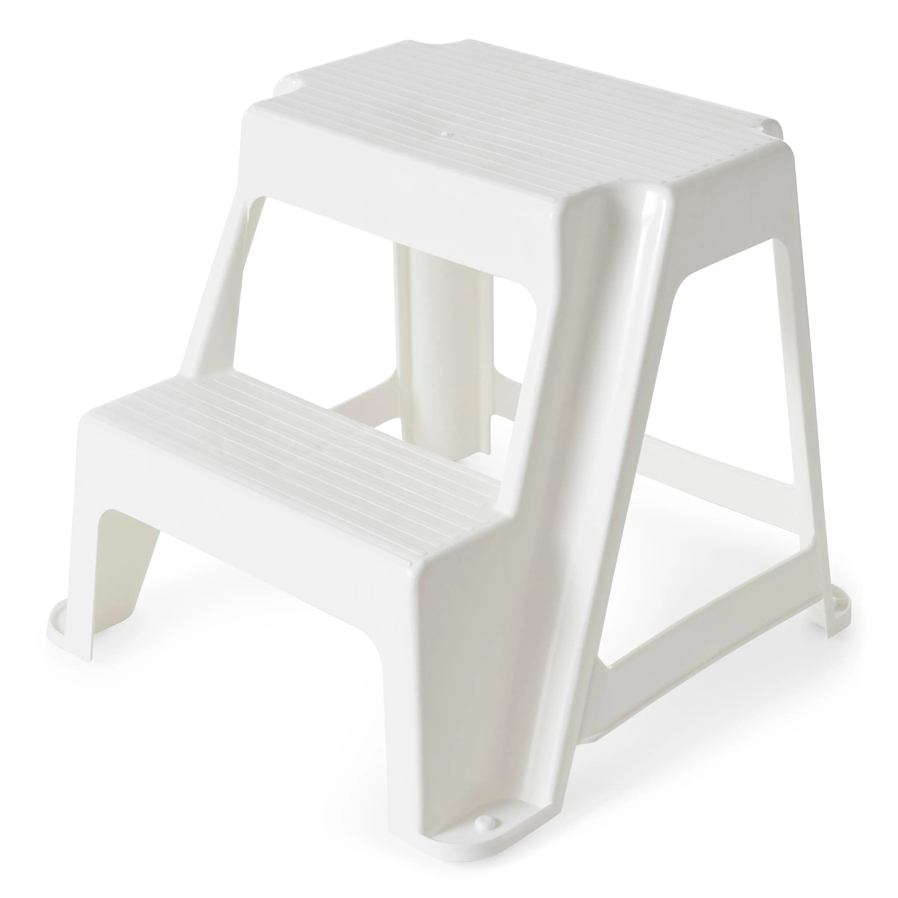 Gracious Living 18.75-Inch Sturdy Non Slip Plastic 2-Level Step Stool, White