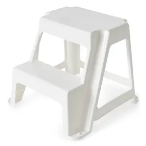 Gracious Living 18.75-Inch Sturdy Non Slip Plastic 2-Level Step Stool, White
