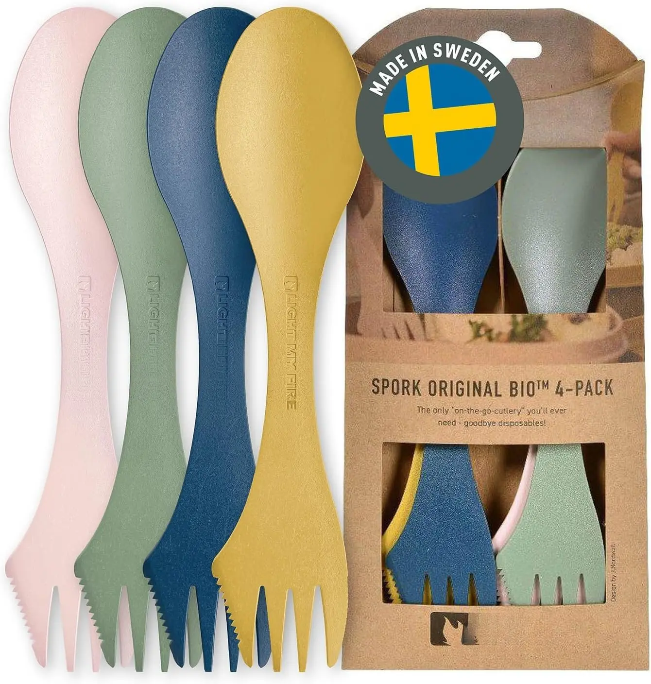 Spork  4-Pack 3-in-1 Camping Spoon Fork  Combo  Travel & Camping Utensils Lunch Spork Outdoor Backpacking Hiking Picnic Utensil , Nature