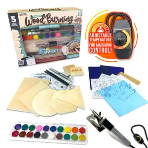 ArtSkills Wood Burning Kit for Beginners - DIY Pyrography Wood Engraving Art Kit with Adjustable Burner Pen, Stencils, Watercolor Paints - 52 Piece DIY Woodburning Tool Kit for Adults and Kids