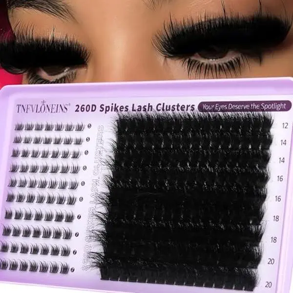 Fluffy Lash Clusters with Spikes 260D Thick Cluster Eyelash Extensions Wispy Spiky Bottom Lashes Clusters Faux Mink Eyelash Clusters 12-20MM D Curl Individual Lashes Volume by TNFVLONEINS