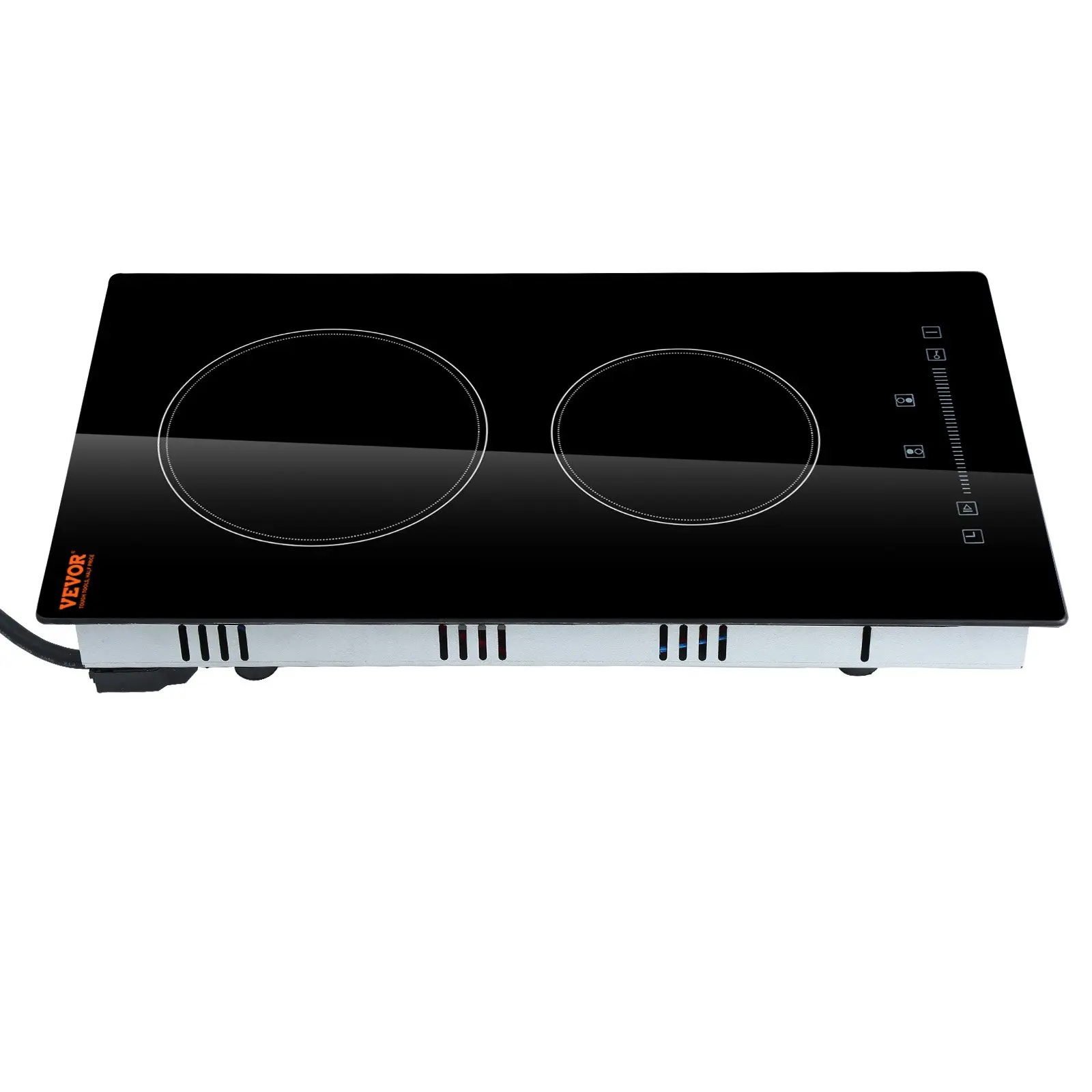 【summerfinds】VEVOR Built in Electric Stove Top, 20 x 11.6 inch 2 Burners, 110V Glass Radiant Cooktop with Sensor Touch Control, Timer & Child Lock Included, 9 Power Levels for Simmer Steam Slow Cook Fry, Glass Ceramic Induction Cooktop, Induction Stove