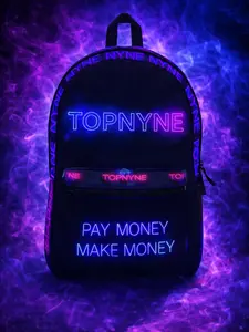 TOPNYNE Neon Glow Nackpack-LED-Style Streetwear Backpack Pay Money Make Money