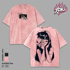 Tomie Junji Ito Uzumaki Vintage Anime T-Shirt, Washed Heavyweight Cotton, Graphic Tee, Manga Gothic, Dark Anime Gothic T-Shirt Menswear Streetwear Fabric Top