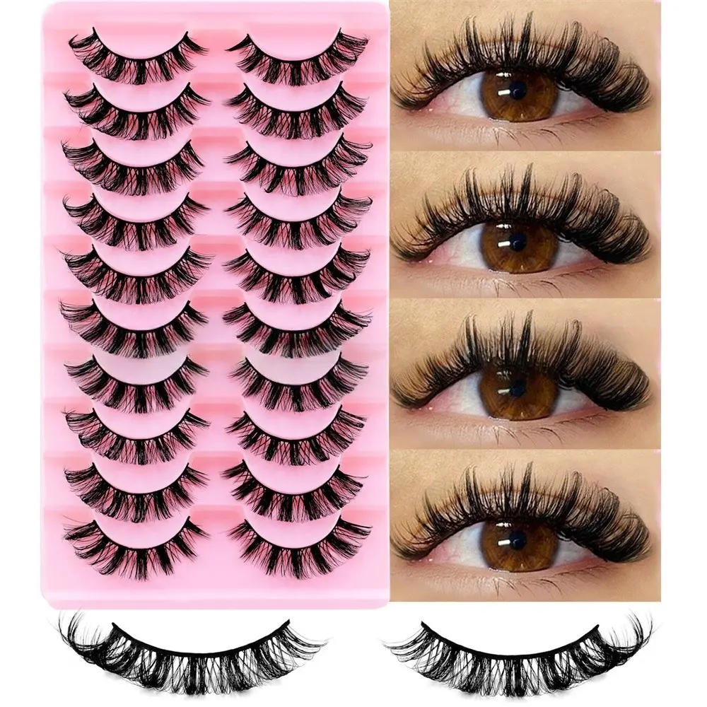 10 Pairs D Curl Shape Russian False Eyelashes, Curly Lashes, 10-16mm Length Variety, 3D Style, Reusable Design, Fluffy Strip, Natural Look, Ideal for Daily Wear & Makeup