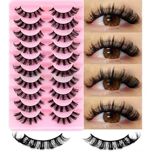 10 Pairs D Curl Shape Russian False Eyelashes, 10-16mm Length Variety, 3D Style, Reusable Design, Fluffy Strip, Natural Look, Ideal for Daily Wear & Makeup