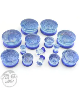 Blue Cosmic Spiral Glass Plugs