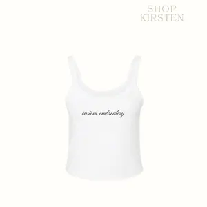 Custom Embroidered Women’s Micro Ribbed Scoop Tank Bridal Bachelorette Gift
