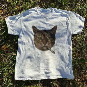 Cool Cat Smoking T-Shirt, Cat Tee, Funny Meme Animal Tee, Gifts Shirt, Unisex Vintage Graphic Tees Gothic Grunge Y2k Emo Scene Amity Affliction Style Clothes Men Women Streetwear