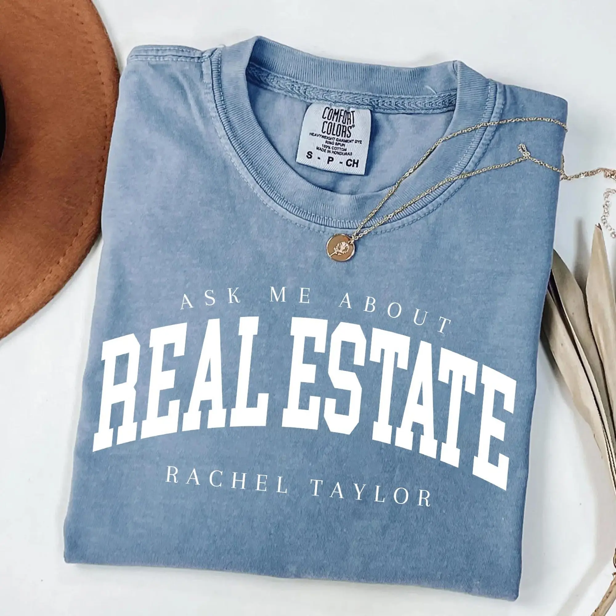 Personalized Real Estate Agent Shirt - Comfort Colors Realtor Tee - Custom Name Realty Gift - Closing Day Apparel - Modern Agent Aesthetic