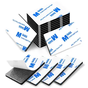 Double Sided Adhesive Pads Heavy Duty Mounting Tape 48Pcs 3mm Thickness Pre-Cut Foam Tape Super-Sticky Black Strong Pads Rectangle Shape Waterproof for Walls Picture Car Home Office
