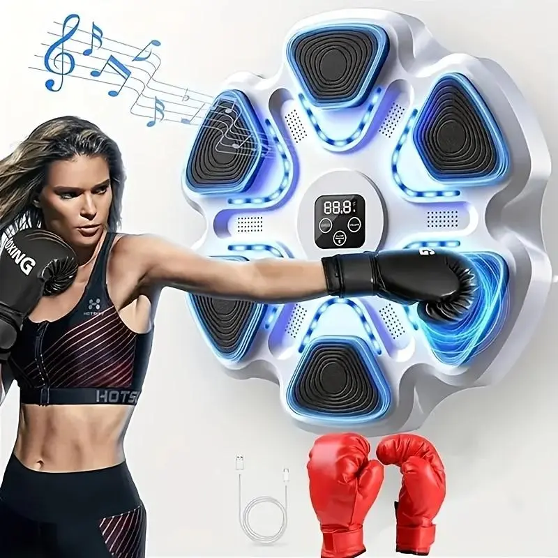 Smart Wireless Music Wall Mounted Boxing Machine, Multipurpose Boxing Training Machine with Adjustable Resistance & Multi-directional Tracking, Home Gym Exercise Equipment