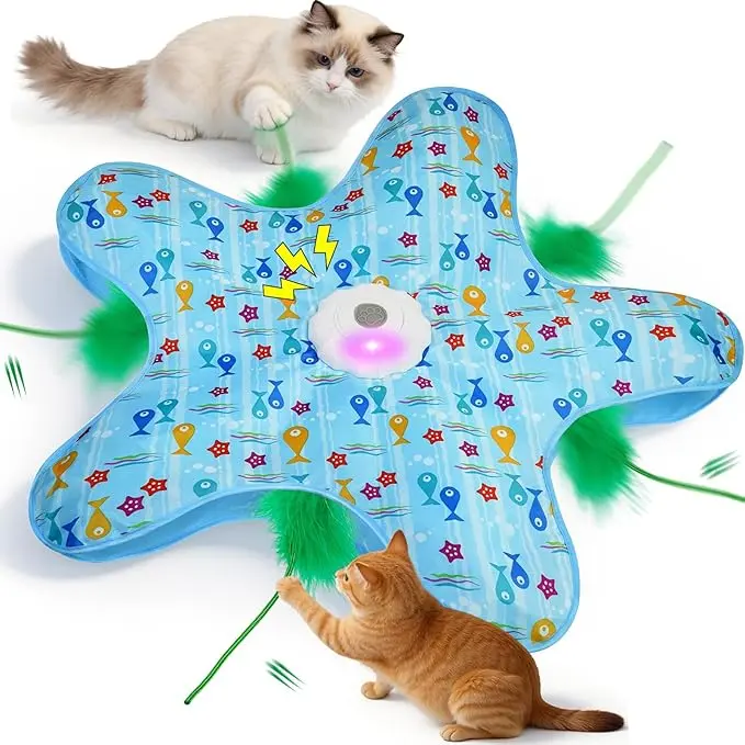 Rechargeable Interactive Hide & Seek Cat Toy - 2 Wands, 3 Modes, 10-Min Automatic Sleep, Realistic Mouse Sounds, Party Bag Gift for Kittens (Home & Festive Party Supplies)