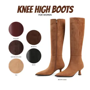 VIMISAOI Knee High Boots For Women Pointed Toe Stiletto High Heel Side Zipper Tall Boots Comfortable Fashion Date Dress Party Womens Boots Valentine Shoes Trending shoes