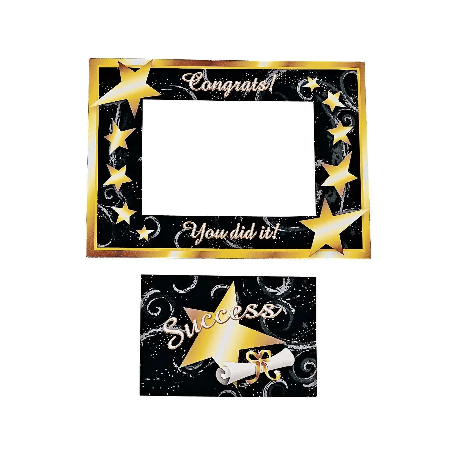 7" x 5" Graduation Black & Gold Magnetic Picture Frames - 12 Pc.