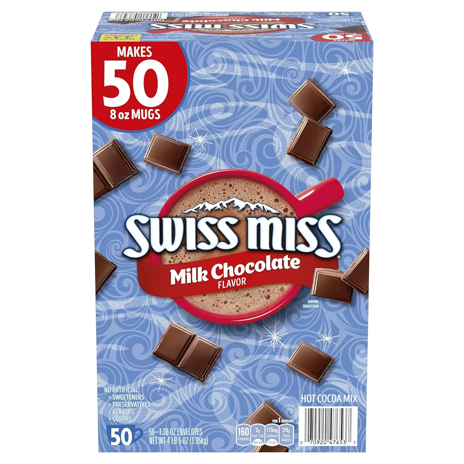 Swiss Miss Milk Chocolate Flavor Hot Cocoa Mix, 1.38 oz. 50-Count Beverage
