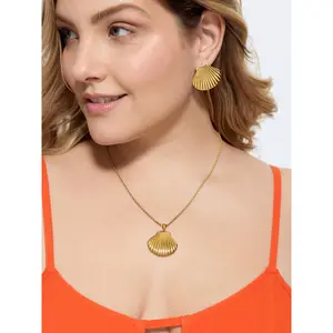 BLOOMCHIC Women's Plus Size Seashell Detail Gold-Tone Stud Earrings [M-6X] 2026 - Gold Colored, Marine Charm, Ocean Themed, Shells Earrings for Summer, Gold Colored Earrings