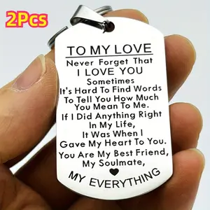 2Pcs To My Love Keychain Gift For Husband Wife Anniversary Valentines Birthday Boyfriend Girlfriend Jewelry For Him Her Women Men