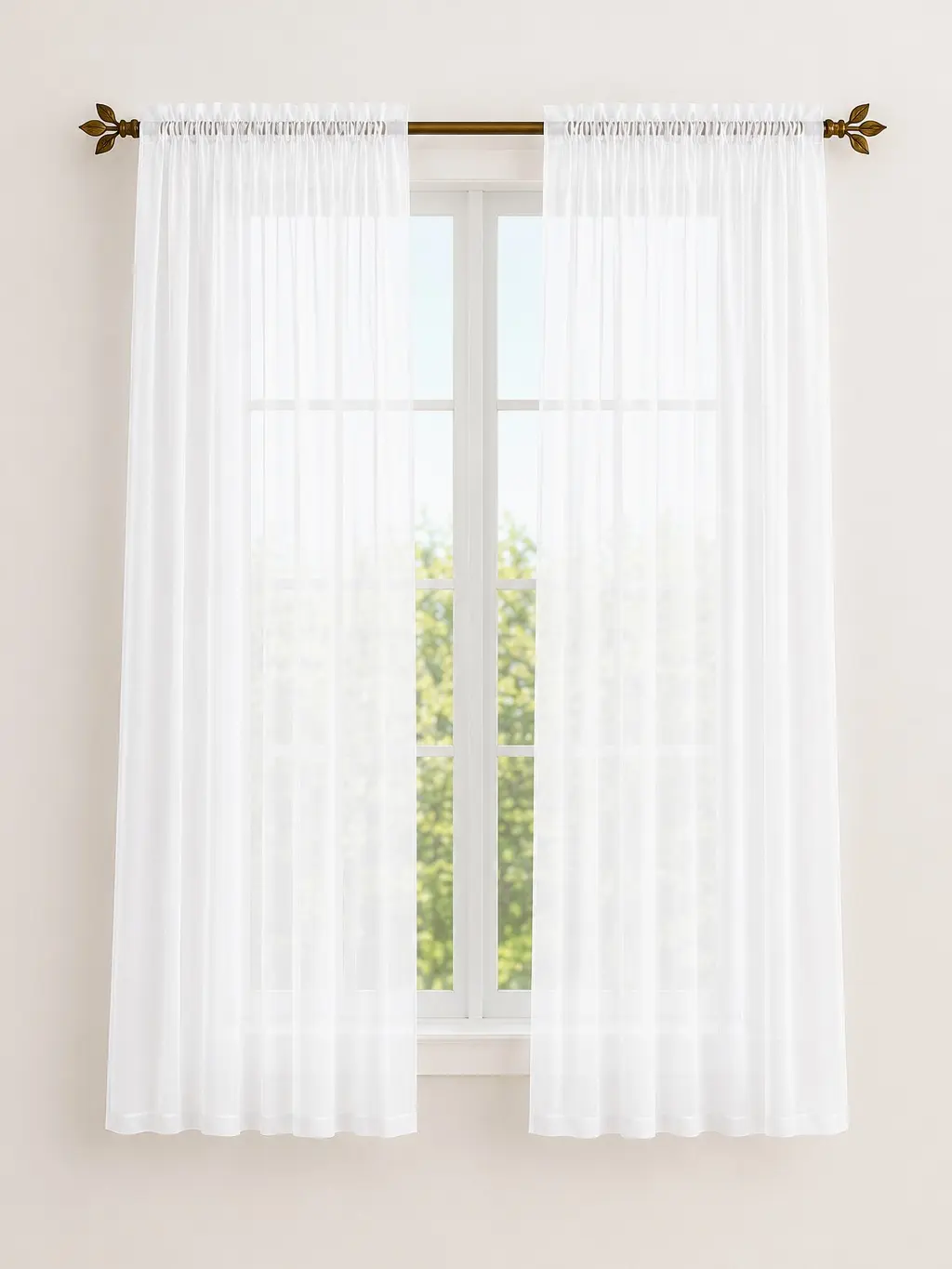 White Sheer Curtains 104 x 84 Inch Total, 2 Panels, Light Filtering Rod Pocket Curtains for Bedroom and Living Room