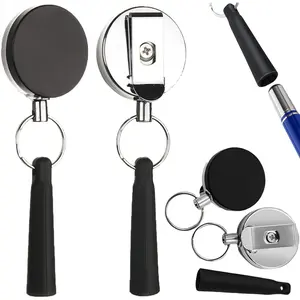 2 count Retractable Pen Holder, Pencil Lanyard for Woodwork, Bricklayer, Handicraft Maker,Pencil Pull with 24" Steel Wire,Elastic  Pen Lanyard