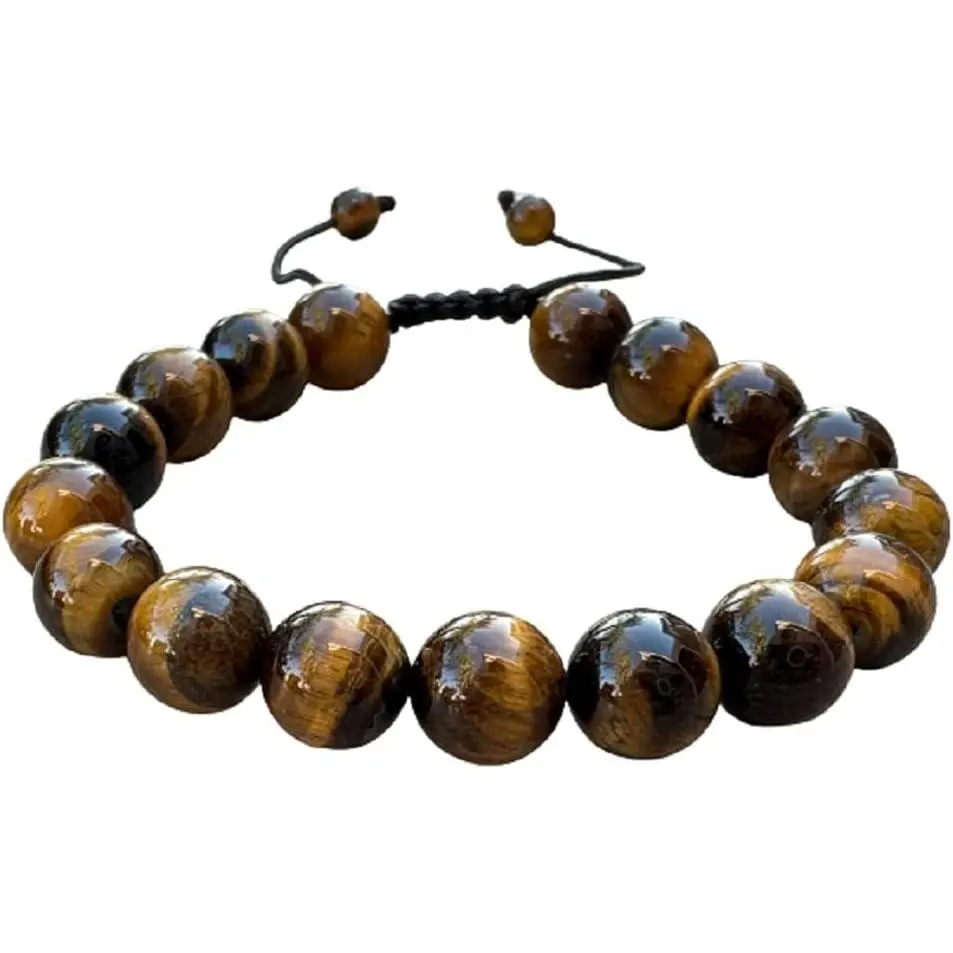 Grade A++ 10mm Round Beaded Bracelet, Adjustable Genuine Gemstone Crystal Bracelet, Gift Ideas for Men & Women, Beaded Bracelets