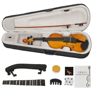 Full Size 4/4 fine Violin Set for Adults Beginners Students with Hard Case Violin Bow Shoulder Rest Rosin Extra Strings and Sordine Musical Gifts for Festivals or Birthdays Handmade Acoustic Set instrument Realistic Toddler Toy viola shop Kit