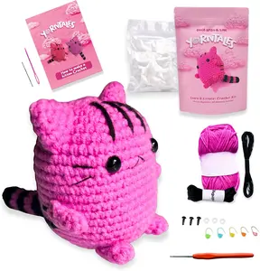 Crochet Kit for Beginners - Kitten Cat Crochet Kit with , Hook, Yarn, Instructions - Beginner Crochet Kit for Adults and  - Knitting Supplies for DIY Crocheting.