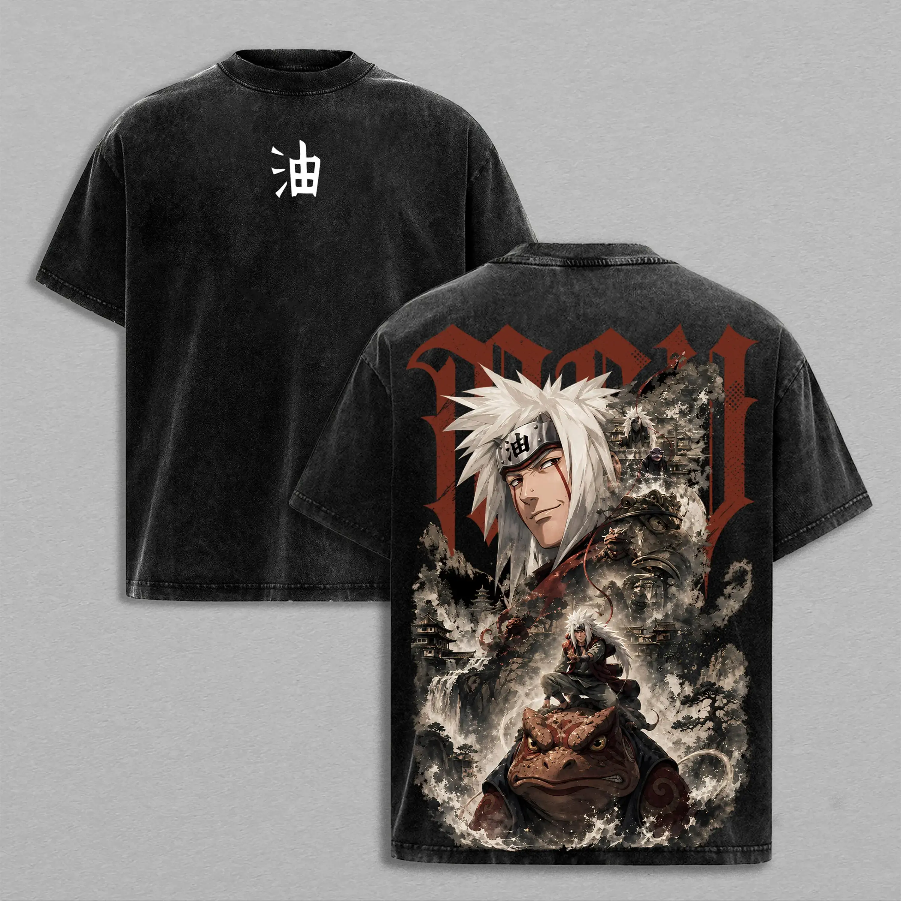 Jiraiya Naruto Tee – Jiraiya Vintage Washed T-Shirt _ Pervy Sage _ Legendary Sannin Anime Manga Graphic Tee _ Heavy Cotton Unisex Oversized Streetwear Top