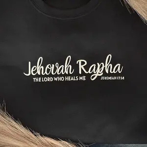 Embroidered Jehovah Rapha Sweatshirt, Christian Bible Verse Crewneck, Jeremiah 17:14 Faith Sweater, Religious Gift for Believers, Jesus Lover Apparel