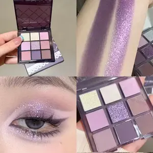 9 Color Shimmering Eyeshadow Palette with Glitter & Blush Powder, Halloween Daily Makeup Party Look, High Pigment Long Lasting, Beginner Friendly