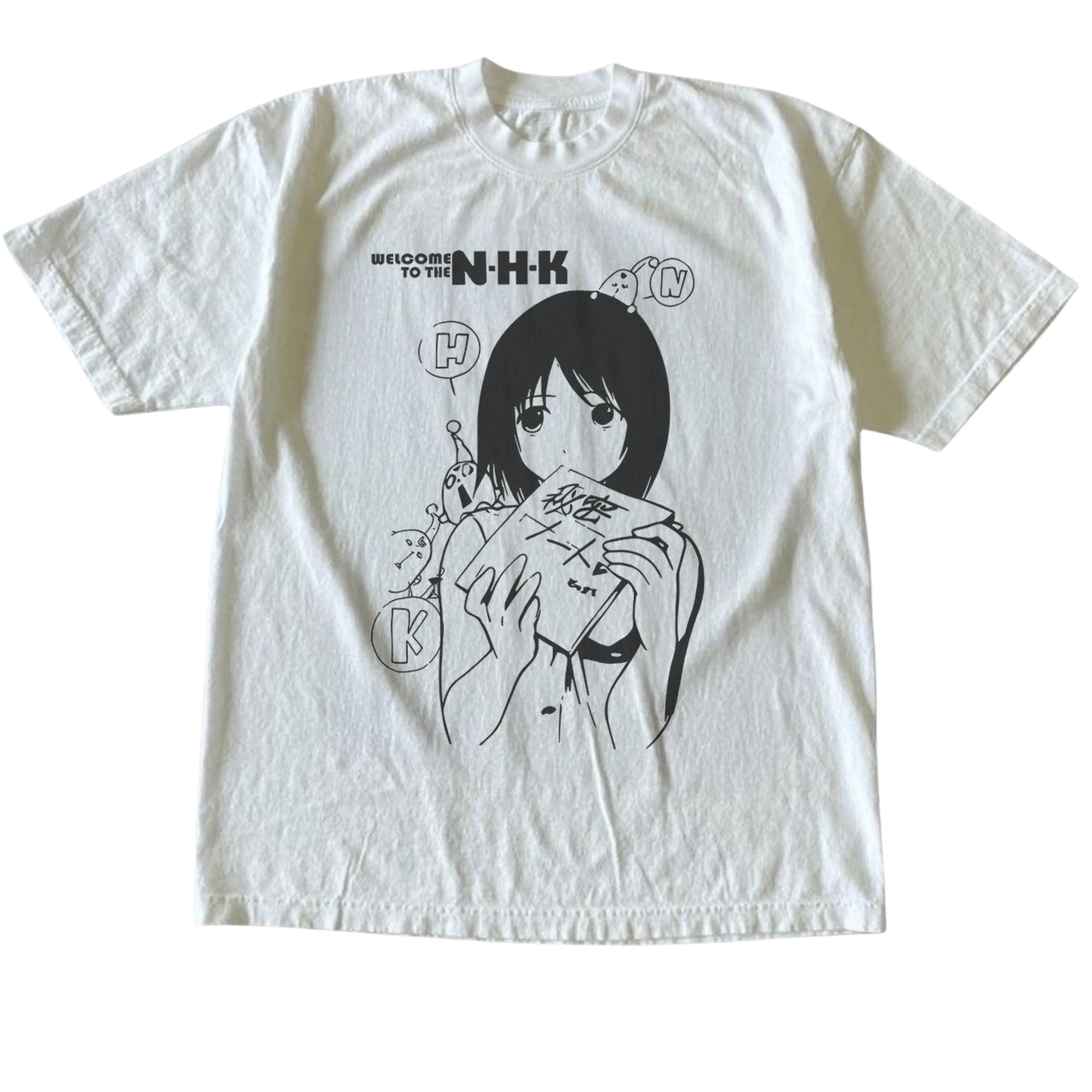 Gildan Men's and Women's T-Shirt, Vintage Style Welcome to the NHK Graphic Tee, Unisex Casual Top, Misaki Nakahara Anime Manga Lover Shirt, Retro Japanese Cult Otaku Apparel, Matching Couples Outfits, Unique Birthday Present, Premium Cotton
