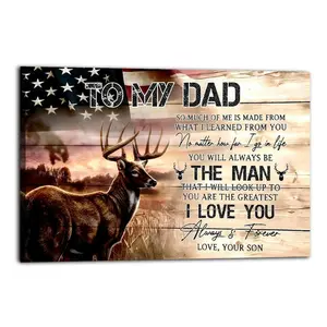 Waterproof Inspirational Animal Canvas Wall Poster for Dad - Portable Installation, Father's Day Gift for Home Decor, Water Proof, Inspirational Wall Art
